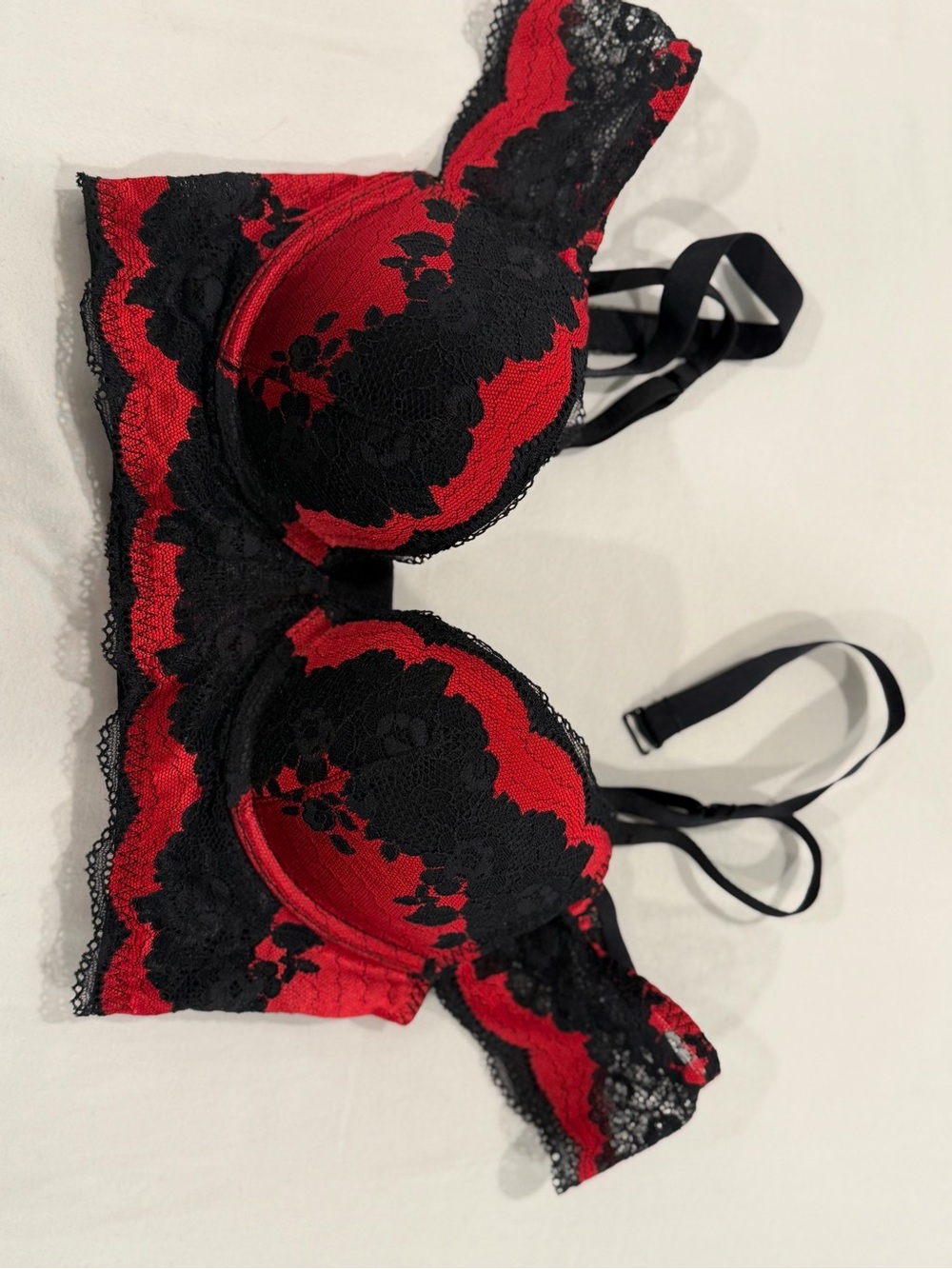 La SENZA Red and Black Lace Push-Up Bralette